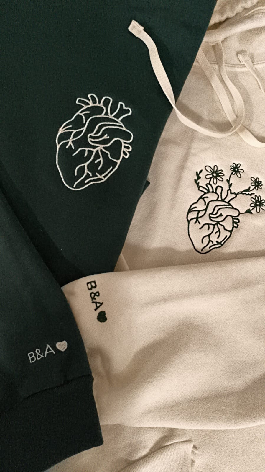 Outline hearts flores | Par de sudaderas
