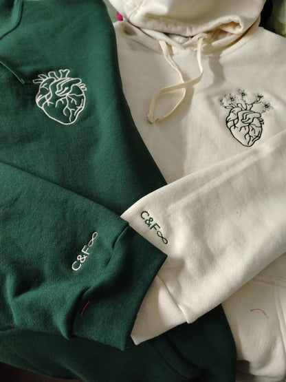 Outline hearts flores | Par de sudaderas